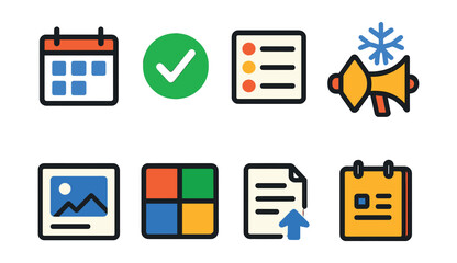Set of icons for a calendar, to-do list, and other items