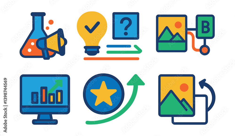 Poster set of icons for a computer program