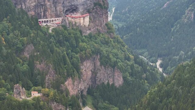 Sumela Monastery (S&uuml;mela Manastırı) Drone Video, Altındere National Park Ma&ccedil;ka, Trabzon Turkiye (Turkey)