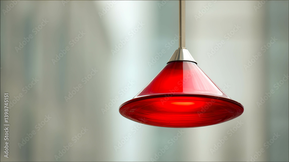 Poster office siren light hanging in a modern workspace with a sleek design and urban backdrop