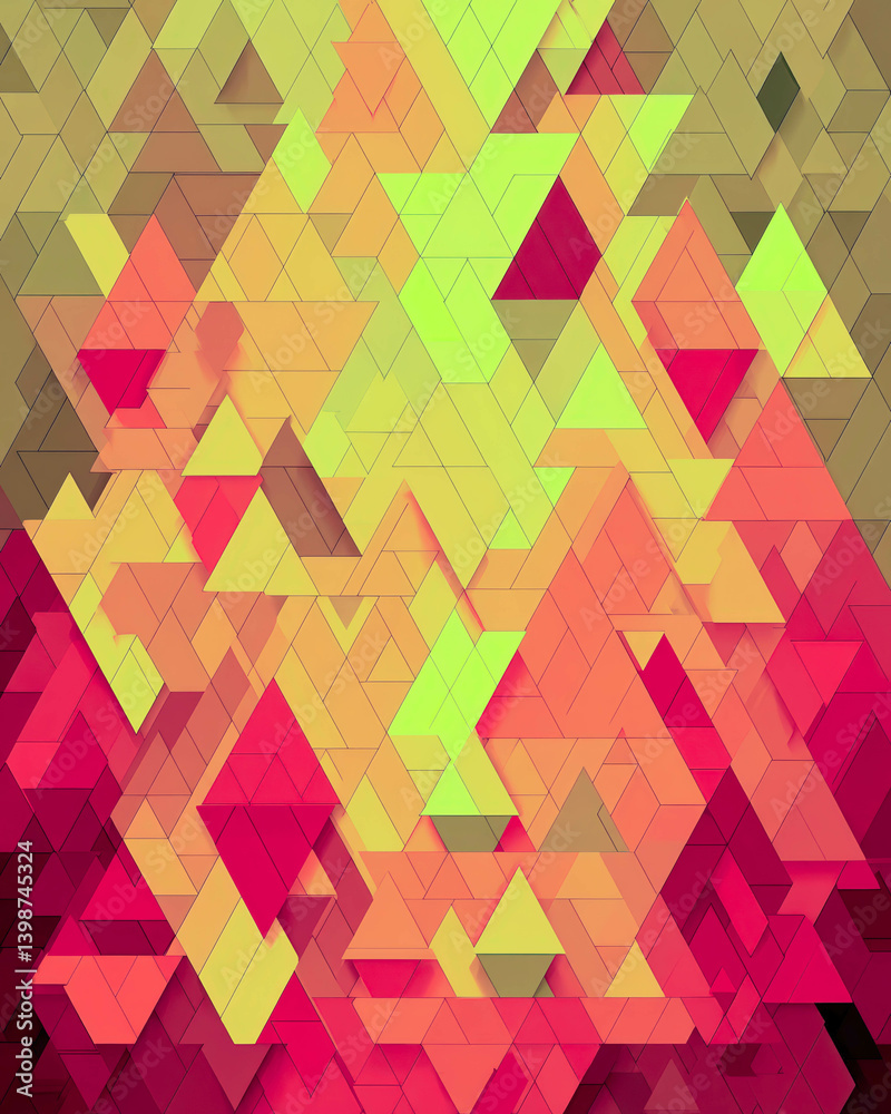 Poster vibrant interplay of orange and yellow hues in an abstract geometric pattern