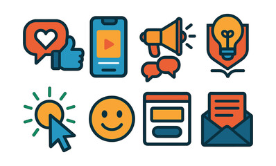 Set of icons for social media and communication
