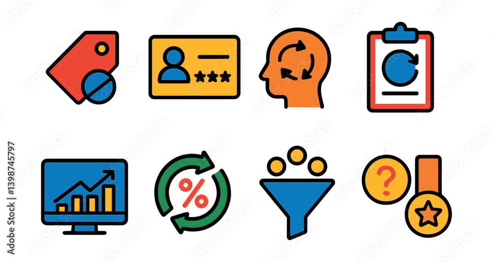 Poster set of icons for a computer program