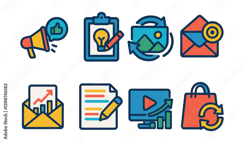 Aufkleber set of icons for a computer program