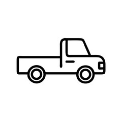 Fototapeta premium Simple outline of a pickup truck in black and white illustration 