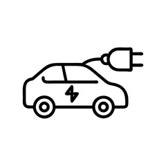 Electric car charging with plug illustration on white background  