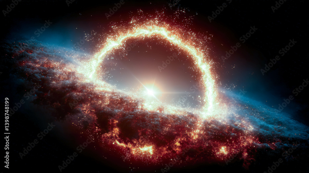 Poster starry vortex revealing the end of time and space through a cosmic lens of chaos