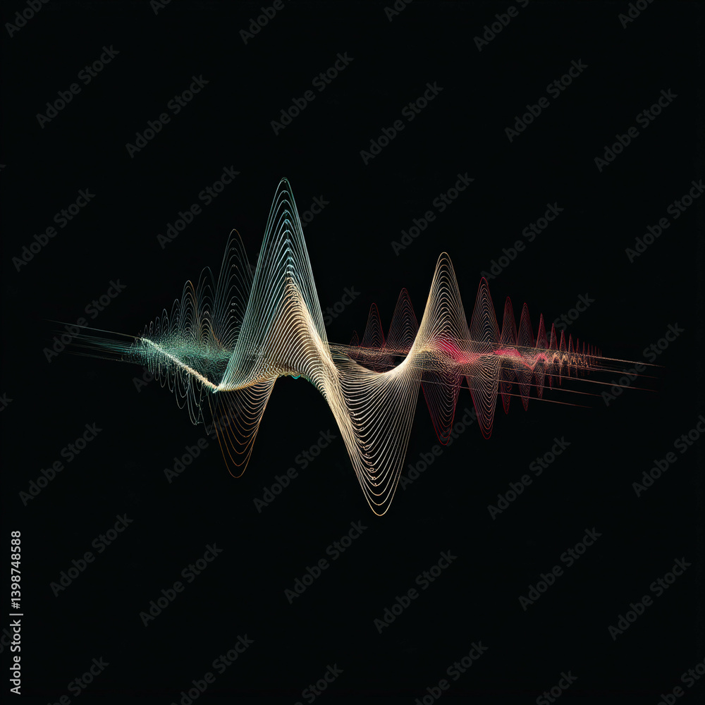 Aufkleber Experimental waveform analysis showcasing intricate sound patterns in vibrant colors
