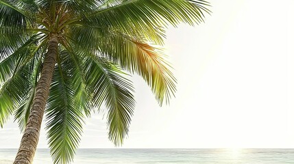 Obraz premium Tropical Paradise: Palm Tree and Ocean at Sunset