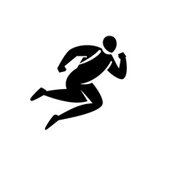 Obraz premium Dynamic minimalist logo representing a running figure in motion, ideal for sports or fitness branding concepts
