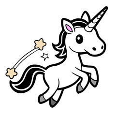 Sticker design of a unicorn with magical trail