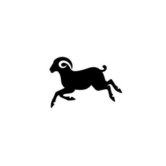 Icon of a leaping goat in a minimalist design with a black silhouette against a plain background creating a striking visual impact