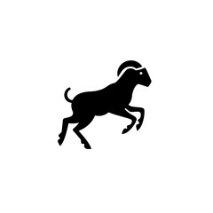 Obraz premium Minimalistic black goat logo design featuring a simplistic representation of a leaping goat with a clean aesthetic