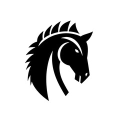 Obraz premium Minimalistic black horse head logo designed with clean lines and simple shapes for modern branding applications