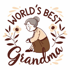 Worlds Best Grandma With Floral Frame For A Loving Grandparent Design