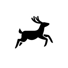 Obraz premium Minimalist black silhouette of a leaping deer design capturing the essence of nature and wildlife
