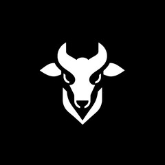 Fototapeta premium Bold black and white logo with minimalistic design featuring a stylized cow's head suitable for branding in various industries