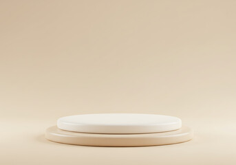Minimalist product display stand beige background for product showcase