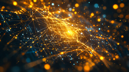 Obraz premium Celestial ai quantum forge where golden fractals shape cosmic threads weaving new dimensions with perfect algorithmic precision. Quantum Forged. Illustration