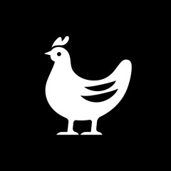 Minimalist logo design featuring a white chicken icon on a black background for branding in culinary or agricultural contexts