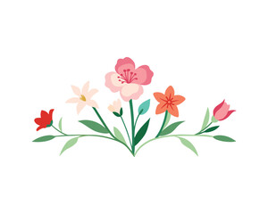 Floral Bouquet Divider, Soft Colored Flowers with Green Leaves for Elegant Designs

