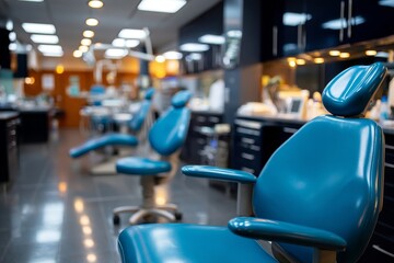 Fototapeta premium A modern and clean interior is found in the dentist's office, complete with dental equipment