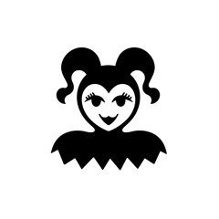 Obraz premium Minimalist black jester icon featuring playful expression and distinctive hair