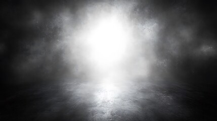 Dramatic Empty Stage Illuminated By Bright Light In Center