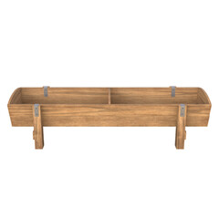 Wooden Trough, 3d illustration isolated on white background