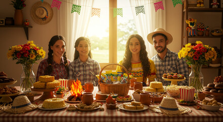 Festa Junina Celebration with Traditional Food, Family and Friends