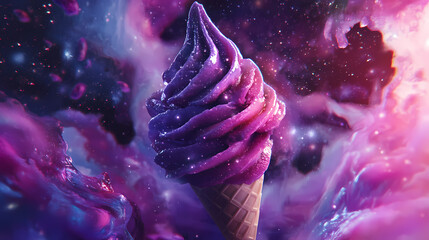 Cosmic swirl: galaxy-themed ice cream. Cosmic Tempering. Illustration