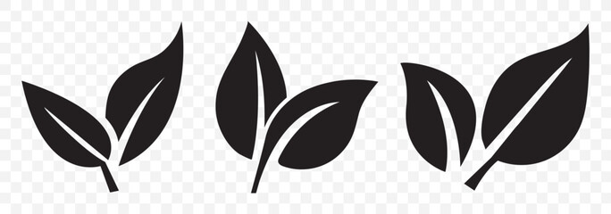 Set of green leaf icons. Leaves of trees and plants. Leaves icon. Collection green leaf. Elements design for natural, eco, bio, vegan labels. Vector illustration. EPS 10.