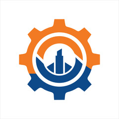  Business Factory Cogwheel Logo Silhouette Vector Design