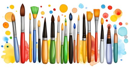 A colorful array of various paintbrushes for artistic expression.