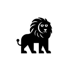 Obraz premium Minimalist black and white lion logo design with unique features and simple geometric style