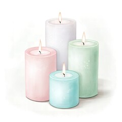 Pastel Candles Romantic Lighting Home Decor Spa Serenity