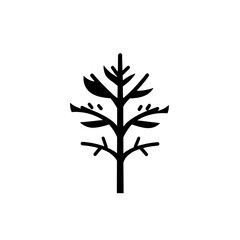 Obraz premium Stylized minimalistic tree logo design featuring a vector representation in black and white colors