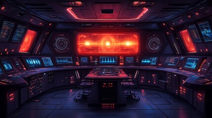 Spaceship Bridge with Red Alert.