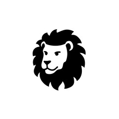 Minimalist lion logo design showcasing a sleek black silhouette on a white background for modern branding