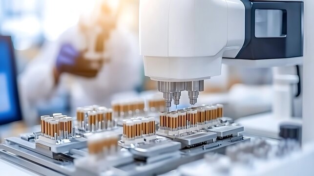 Automated laboratory equipment used in modern scientific experiment setups