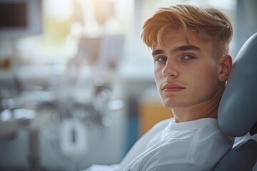 Man in Doctor's office dealing with BPPV-induced vertigo and inner ear pain