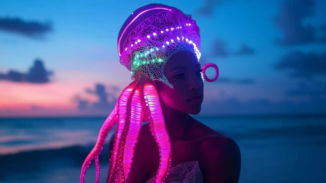 Models Featuring Unique Octopus Headwear Fashion.