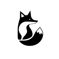 Stylish minimalistic vector logo of a fox designed in black and white with a modern aesthetic