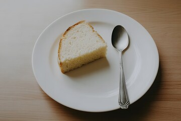 Simple Breakfast Slice of Bread on Plate with Spoon