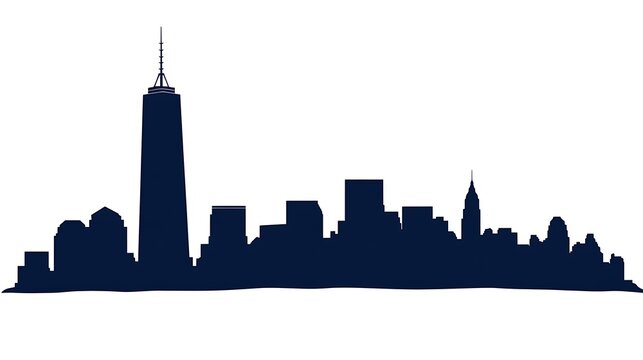 A silhouette of the new york city skyline.