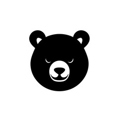 Obraz premium Minimalistic black and white bear logo featuring a fierce expression in vector format