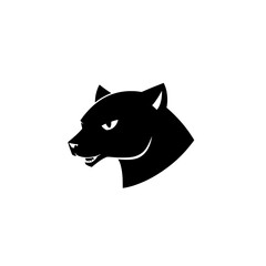 Obraz premium Minimalist black and white logo design featuring a panther head icon created in a vector format