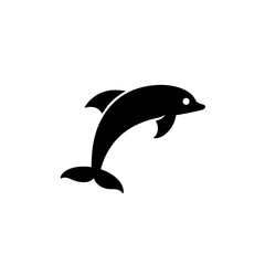 Fototapeta premium Stylized dolphin logo featuring minimalist design in black and white vector format