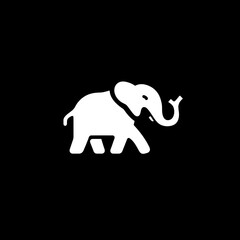 Obraz premium Minimalist vector logo of an elephant in black and white designed for modern branding and iconography
