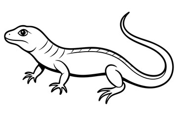lizard silhouette line art vector illustration with a white background